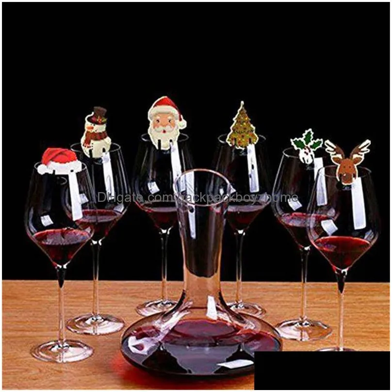 christmas wine cup tag 10pcs/lot champagne wine glass mug marker cartoon design xmas party bottle tag