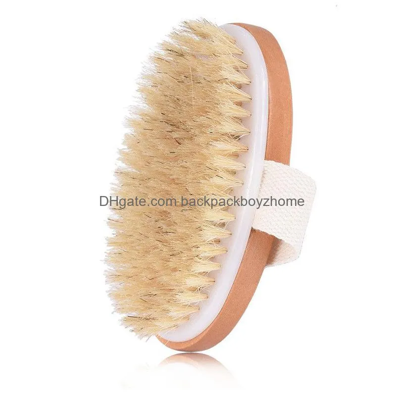 soft natural bristle bath brush dry skin body wooden bath shower bristle brush spa body brush for skin body massager