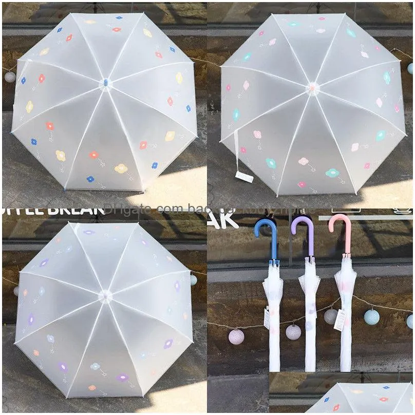 transparent umbrellas windproof long handle umbrella clear flower letters printed umbrella peo rain umbrellas for girl