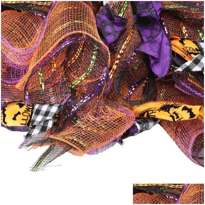 gift wrap witch halloween wreath hand made ribbon hanging with 2 decorative legs for indoor outdoor