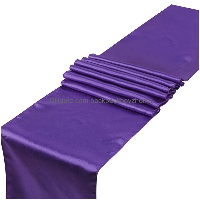 30x275 cm satin table runner solid color sashes table cover black red white violet wedding festival party hotel table decoration