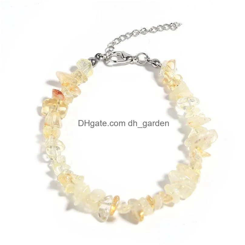 irregular natural gem stone bracelet chip beads nuggets fluorite amethyst rose crystal quartz bracelets bangles for women