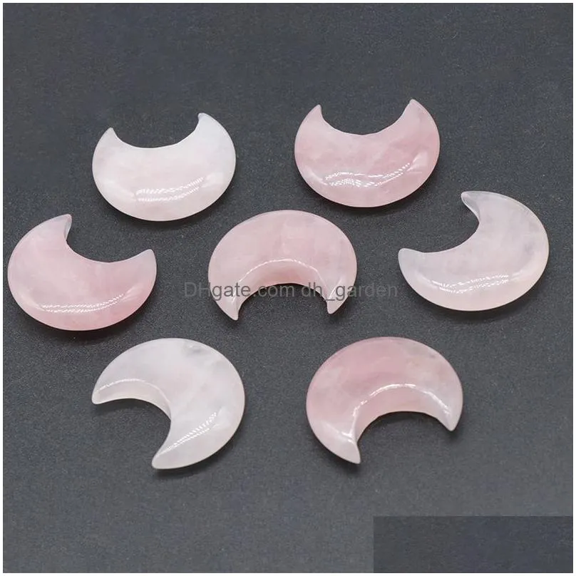 30mm crescent moon carved stone rose quartz carving crystal healing decoration ornaments microlandschaft crafts jewelry making