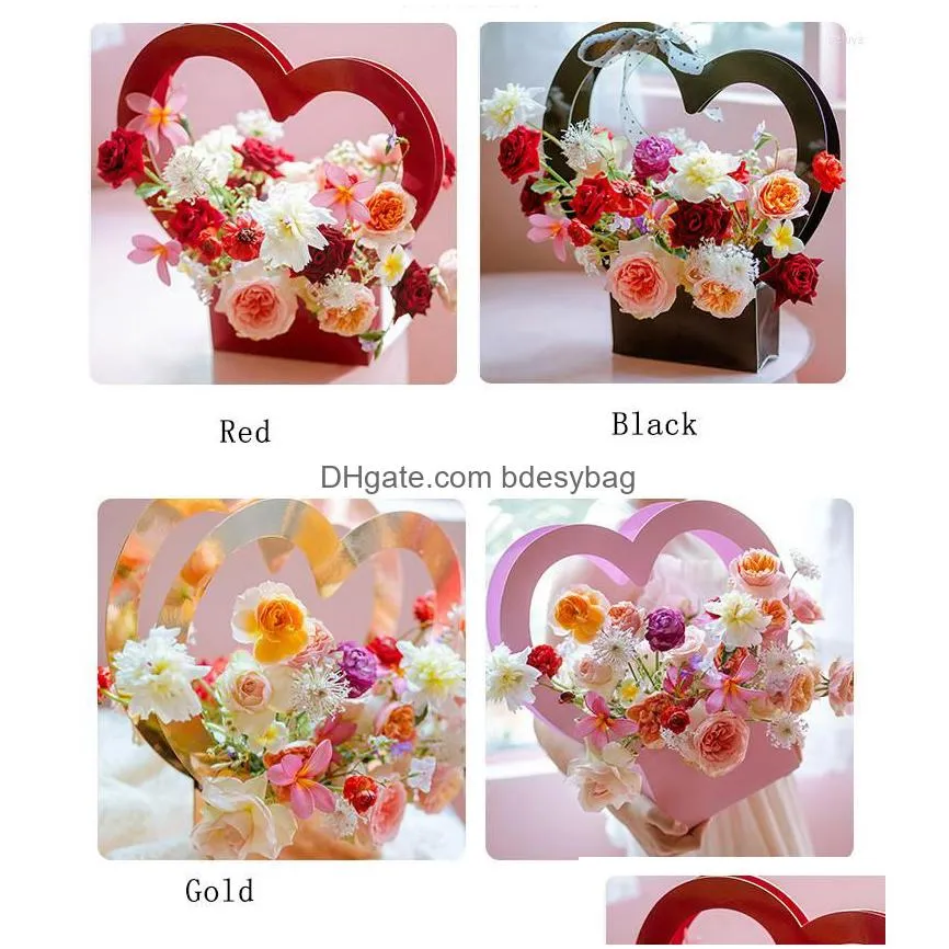 gift wrap 10pcs/set wedding box love heart bridesmaid flower wrapping paper bags party favors supplies rose storage boxes