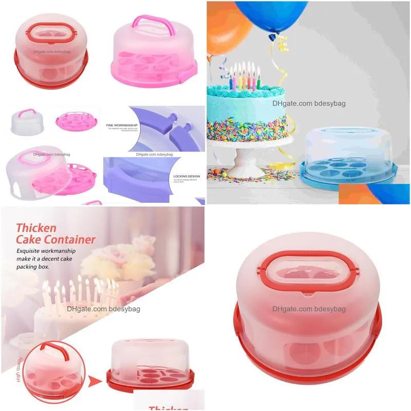 gift wrap 1pc cake storage case buckle design plastic carrier dessert container