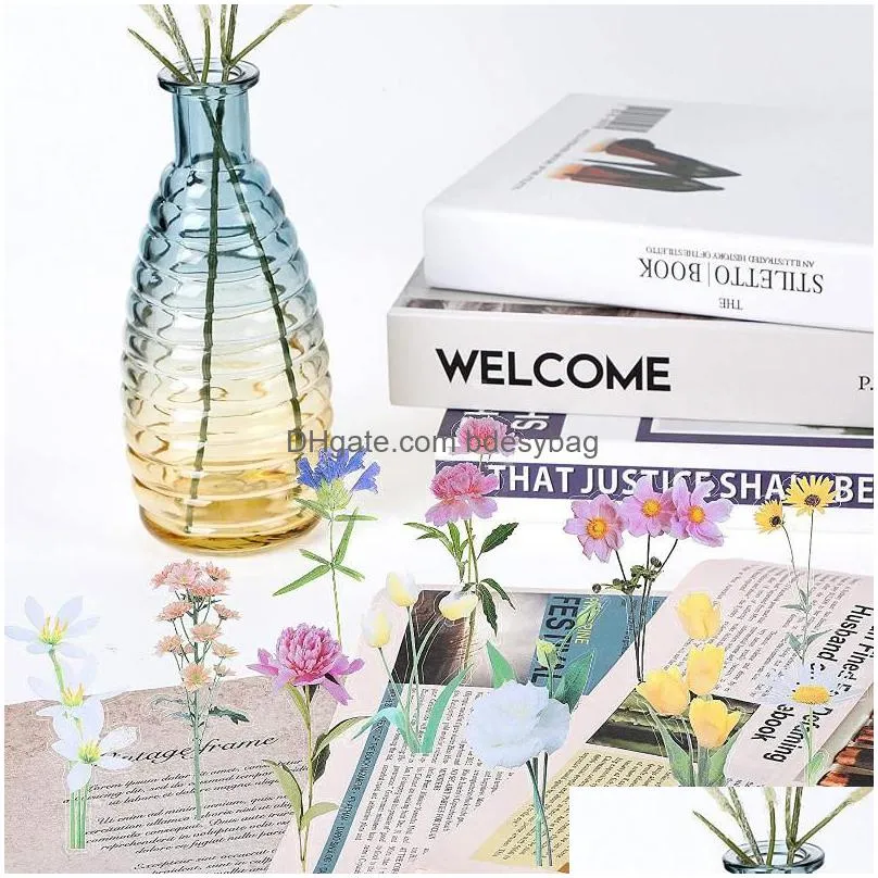 gift wrap 80pcs flower scrapbook sticker pack waterproof transparent pet hand diary diy tulip account laptop for decor