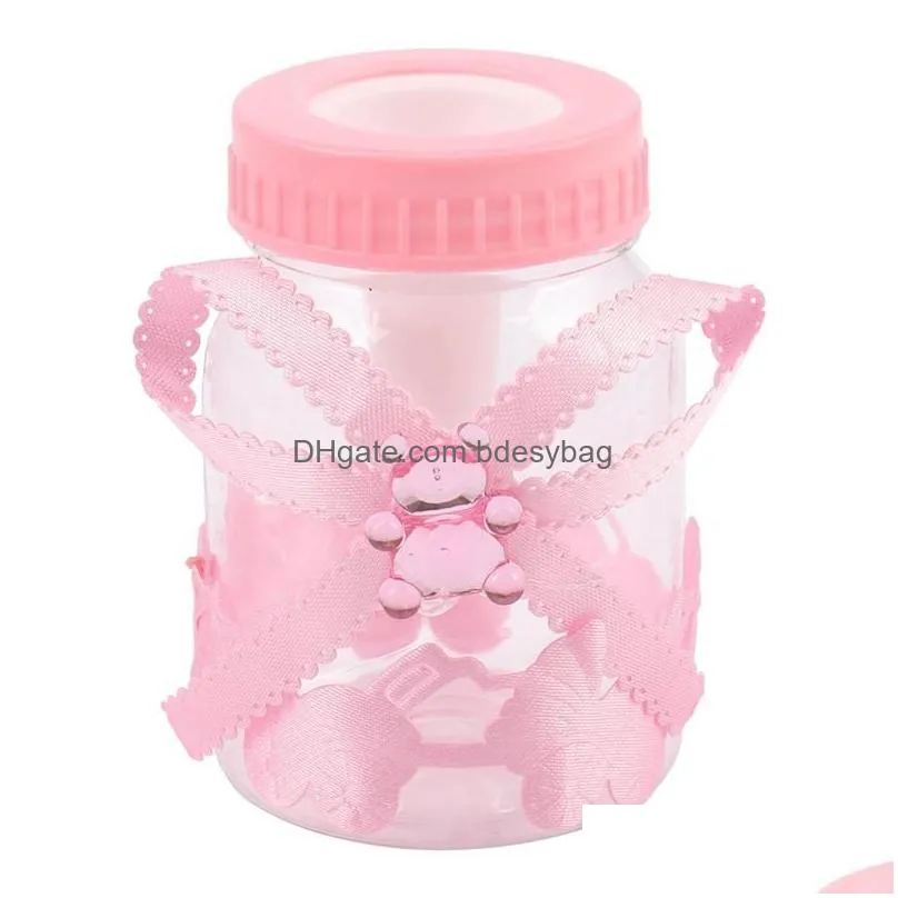 gift wrap x baby bottle mini 4x9cm rhinestone pink bear favor girl baptismgift