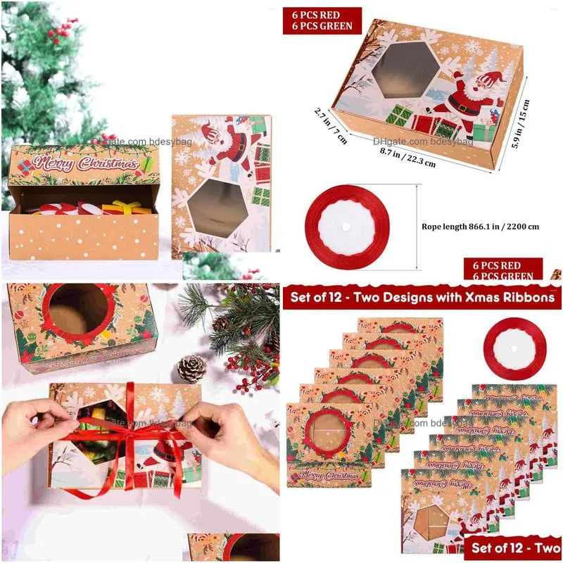gift wrap 12pcs christmas treat box kraft paper boxes cookie holders