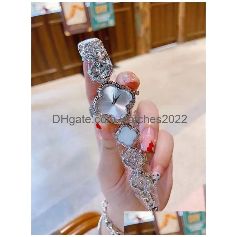 wristwatches for 2022 new womens watches three stitches quartz watch top luxury brand steel belt lady accessories fourleaf clover shape fashion