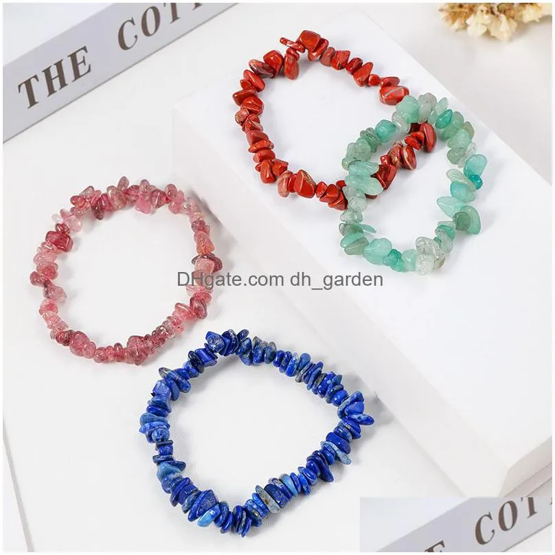 lots natural gem stone strand bracelet irregular crystal stretch chip beads nuggets bracelets bangles quartz wristband for women