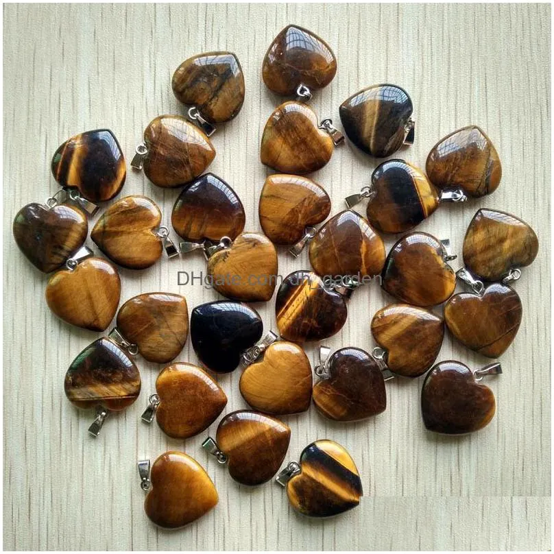 natural stone heart charms crystal agate beads pendant handmade 2cm for jewelry marking