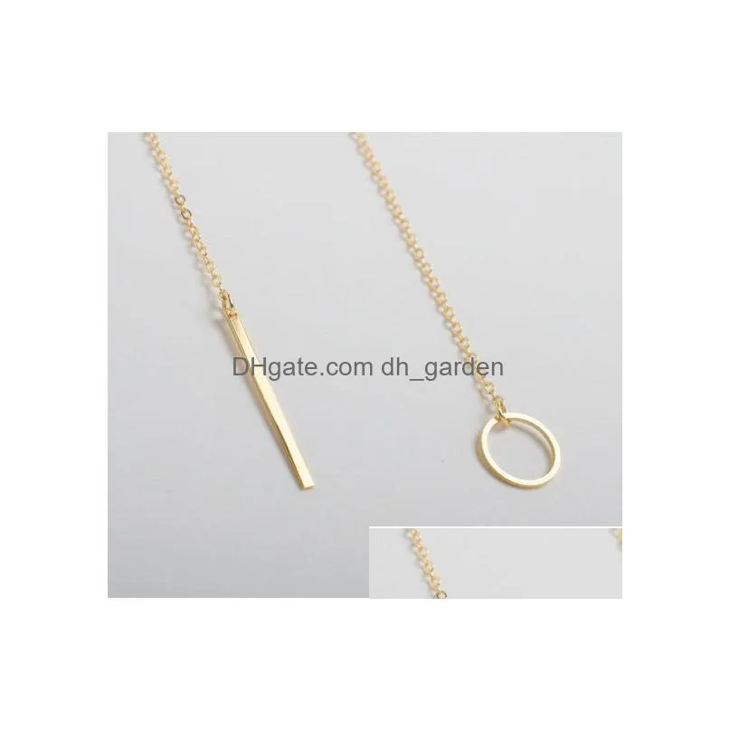 women pendant necklace chain statement ring rectangle charm chocker simple metal ring neck chain cheap fashion jewelry wholesale