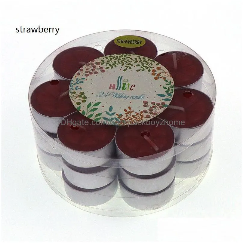 24pcs/set scent wax candle smokeless rose strawberry sandalwood scent candles valentine day festival wedding candles