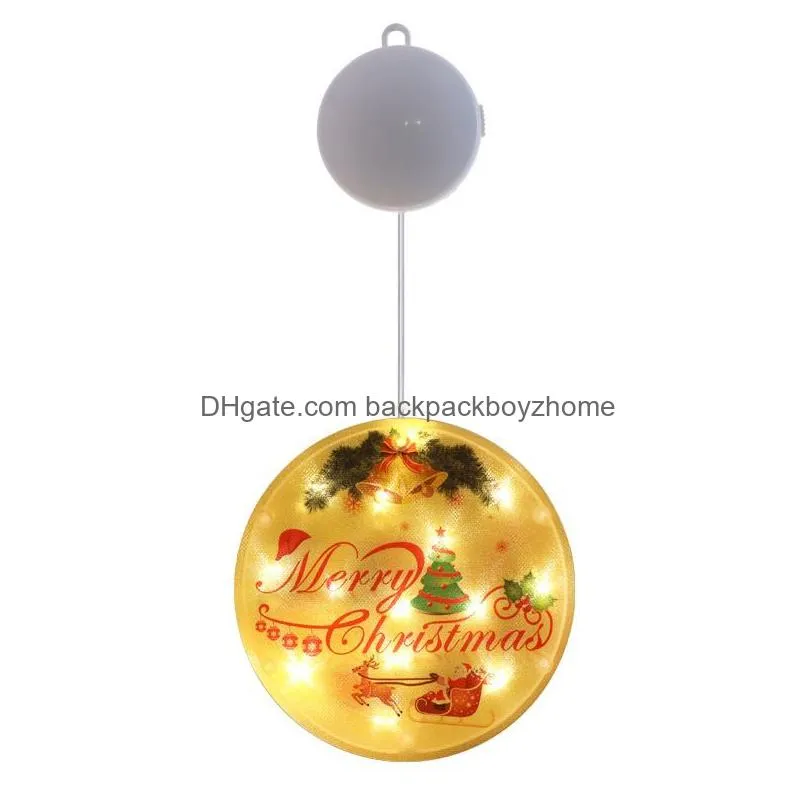 xmas led hanging light merry christmas tree window hanging lighted pendant color printing round shape curtain lights