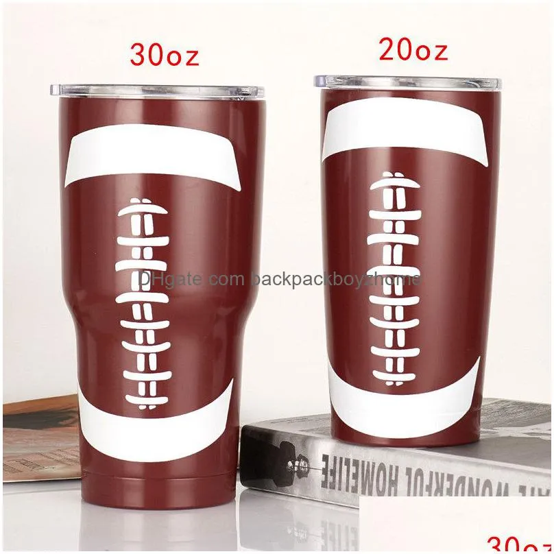30oz tumbler mugs basketball football baseball printed cup beer mug coffee water bottle car hold cup