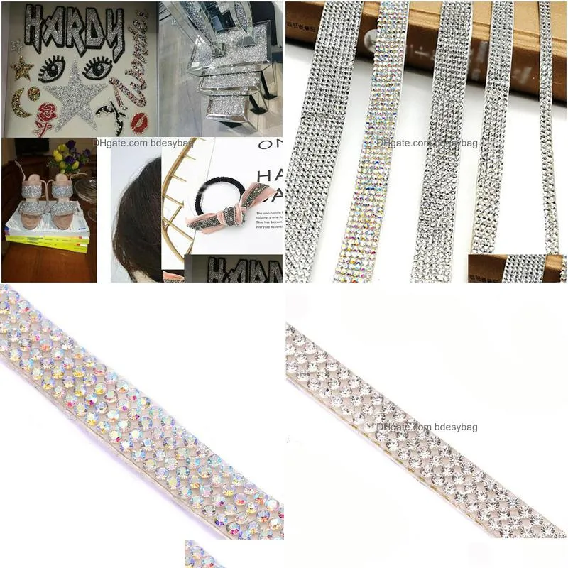 gift wrap 1 yard bling rhinestone crystal sticker glitter diamond decal sheet decor for car phone clothing wedding decoration