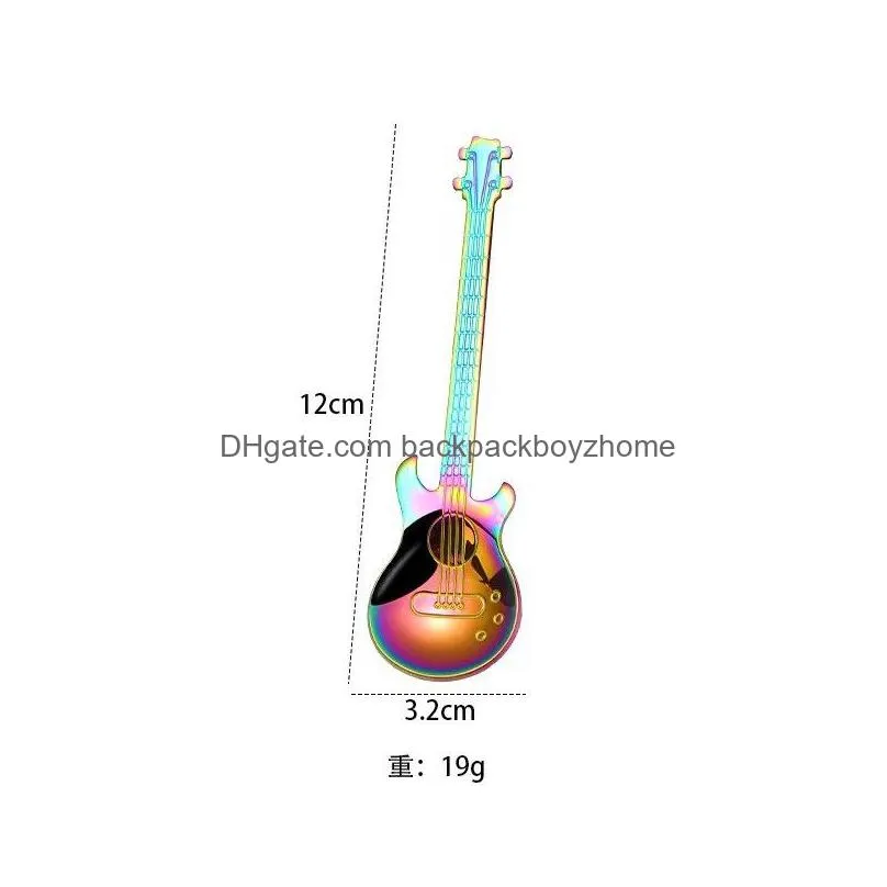 guitar dessert spoon stainless steel guitar spoon coffee mixing spoons dessert ice cream scoop cafe accessories