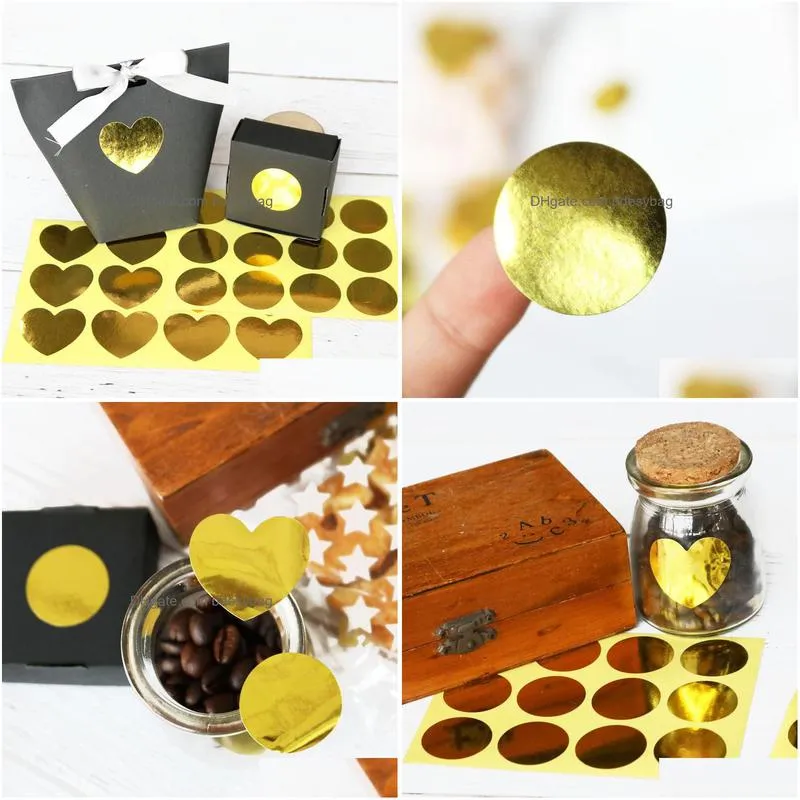 gift wrap 108pcs gold cake baking seal self adhesive kraft sticker packaging dragee candy bag box packing wedding