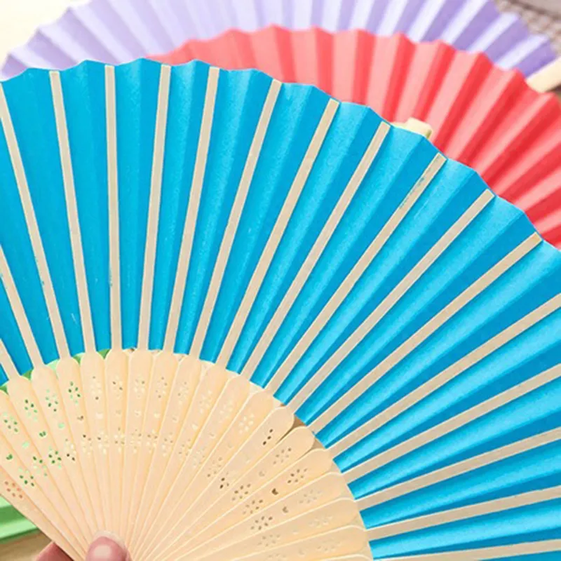 Candy Color DIY Folding Fan Party Favor Single Sided Paper Fan Children`s Painting Gift Supplies 