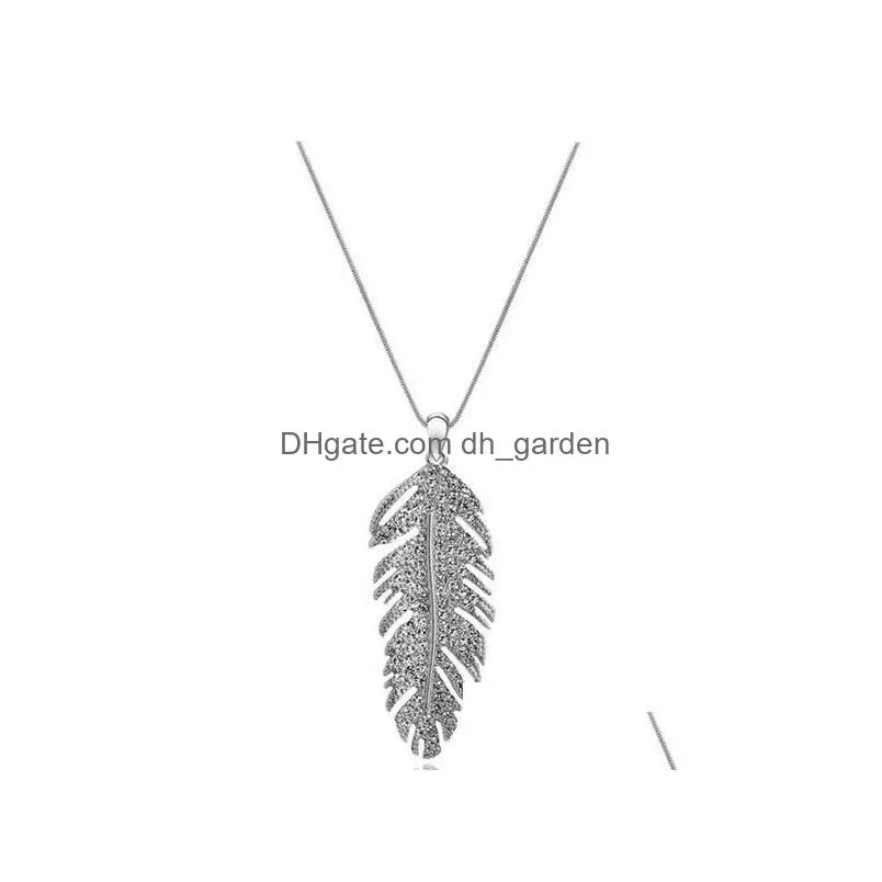 fashion love wings bohemian fashion feather leaf crystal pendant link chain necklace or earrins women valentines day gifts