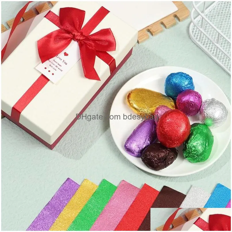 gift wrap 100pcs 10x10cm aluminum foil candy chocolate biscuits tin wrapping paper diy metal embossing craft packaging papergift