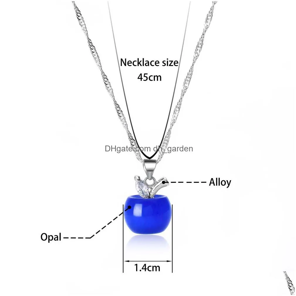 new cute white red  necklaces pendants for women girls crystal and opal pendant necklace fashion lovely clavicular chain jewelry