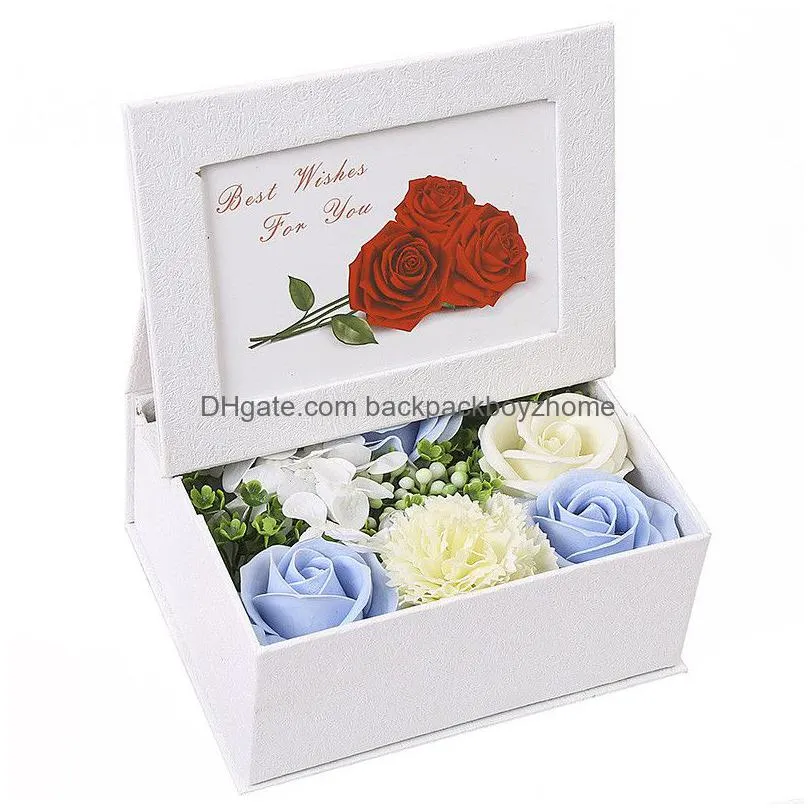 frame flower box gift valentine day mother day artificial roses soap flowers photo frame gift box home decoration accessories