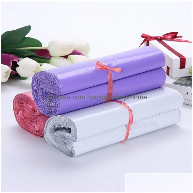 100pcs/lot plastic mailer 17x30cm pink purple white envelopes bags selfseal adhesive parcel shipping package bag