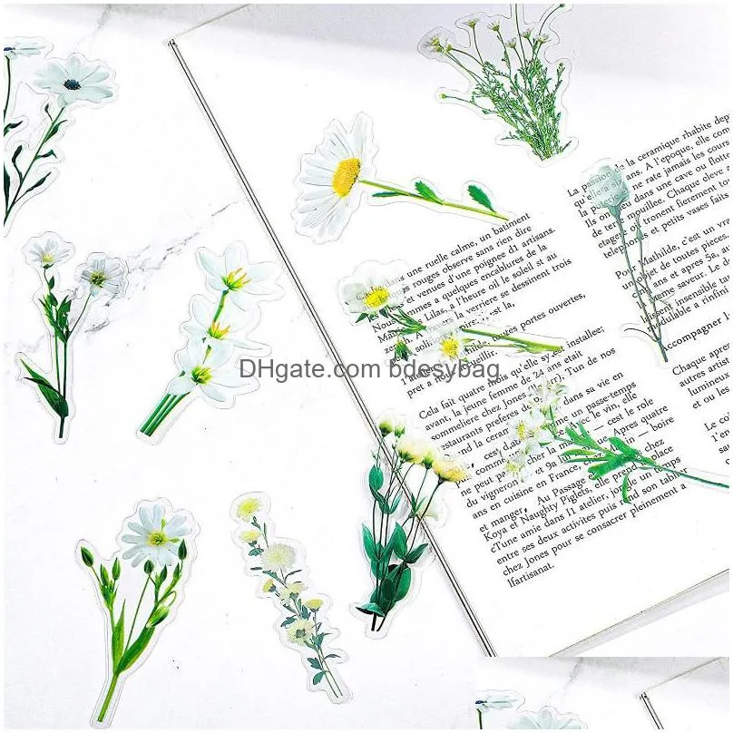 gift wrap 80pcs flower scrapbook sticker pack waterproof transparent pet hand diary diy tulip account laptop for decor