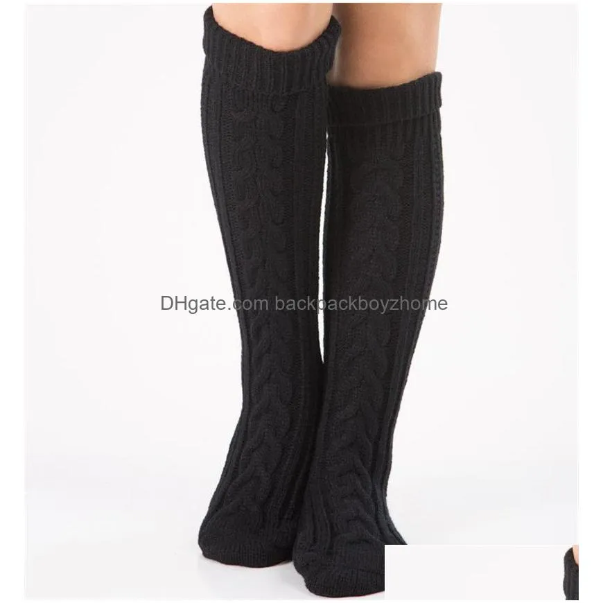 ladies fashion boot socks solid color high leg knitted warmers socks autumn winter christmas knitted boot socks