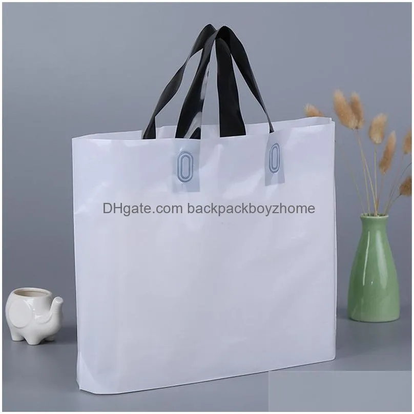 plastic shopping bags with handle solid color garment/clothing/gift packaging bag party supplies custom logo printed avaliable