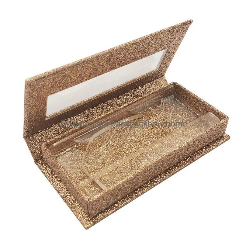 glitter false eyelash case 3d mink eyelashes boxes faux cils lash stripe empty box magnetic false eyelash box with tray