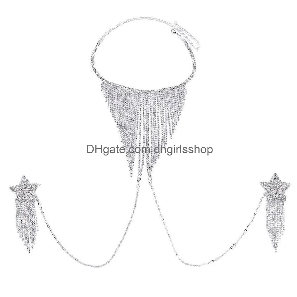 other stonefans tassel star chest stickers necklace women festival rave outfit crystal body chain nipple jewelry reusable 221008