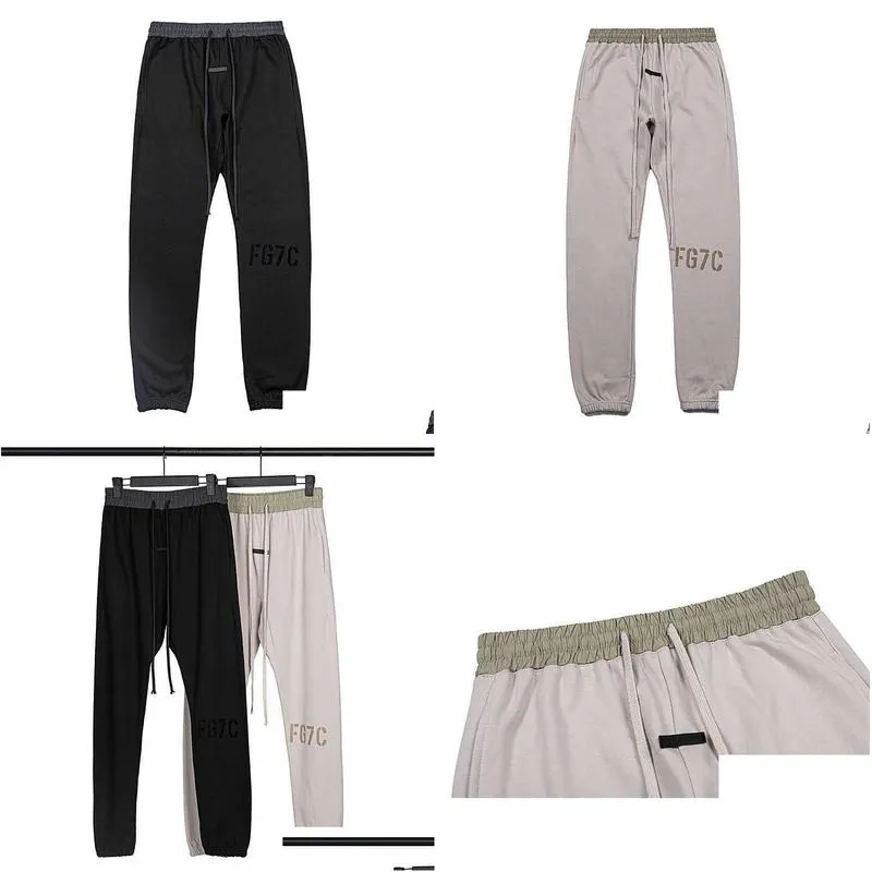  pants fashion brand fears of god main line season 7 fog high street drawstring leggings mens womens terry casual pants