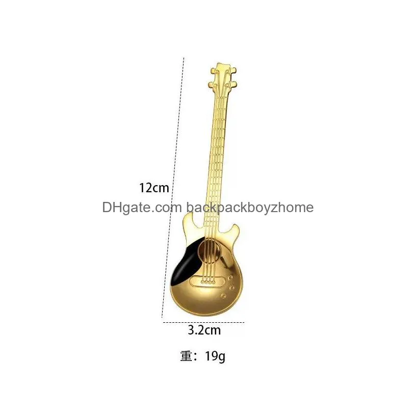 guitar dessert spoon stainless steel guitar spoon coffee mixing spoons dessert ice cream scoop cafe accessories