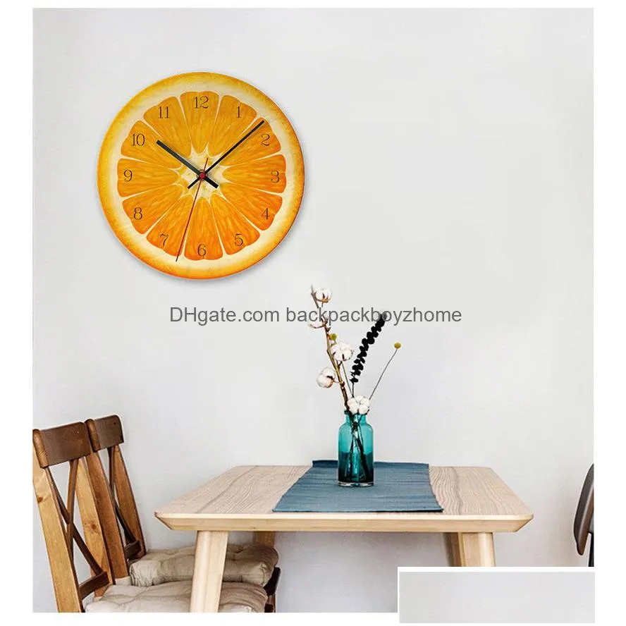 fruit wall clock orange lemon fruits lime pomelo modern kitchen clock watch home decor tropical fruit wall art timepiece