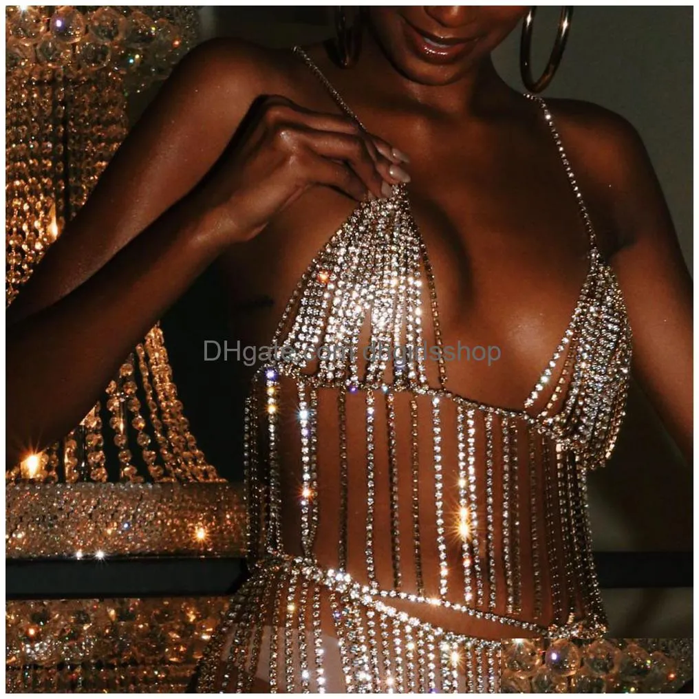 Stonefans Y Crystal Chain Lingerie Set With Bling Crystal Tassel Body  Bikini Bra And Waist T200508 Drop Delivery From Dhgirlsshop, $22.63