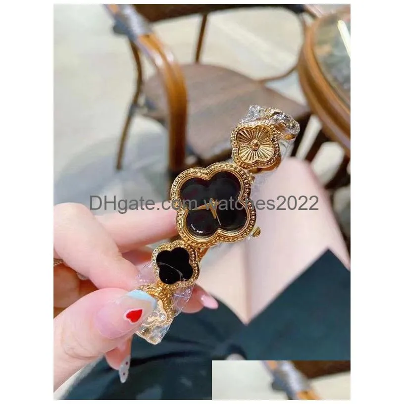wristwatches for 2022 new womens watches three stitches quartz watch top luxury brand steel belt lady accessories fourleaf clover shape fashion