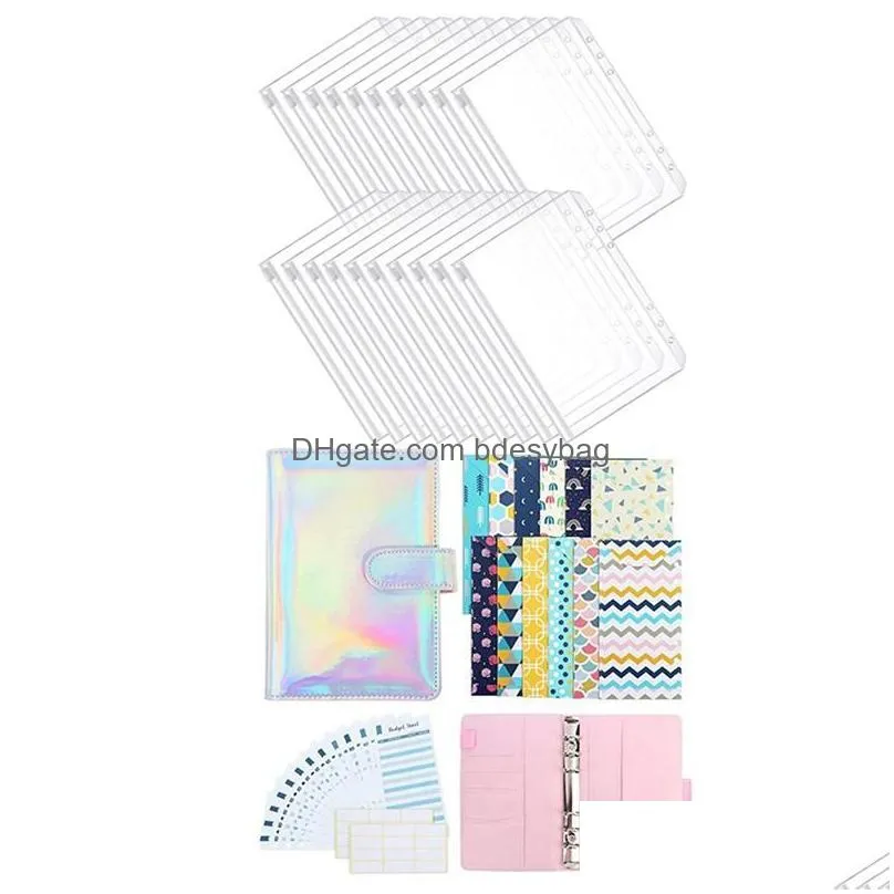 gift wrap 20pcs binder pocket 6 holes loose leaf bags a6 1set pu leather budget planning manager system cash envelopes