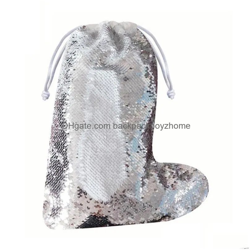 sequin christmas stocking xmas kids gift candy storage bag glitter christmas stocking christmas new year socks decor