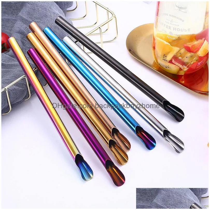 milk tea straw food grade stainless steel bubble tea smoothies straws sharp reusable boba straw summer party accessory