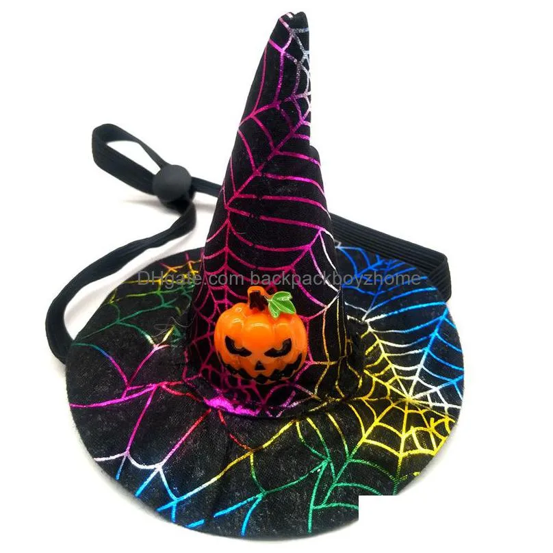 halloween pets hat black orange flower pumpkin witch dog cat halloween party decorative hat adjustable puppy hat ornament