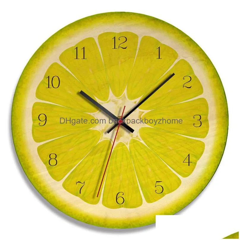 fruit wall clock orange lemon fruits lime pomelo modern kitchen clock watch home decor tropical fruit wall art timepiece