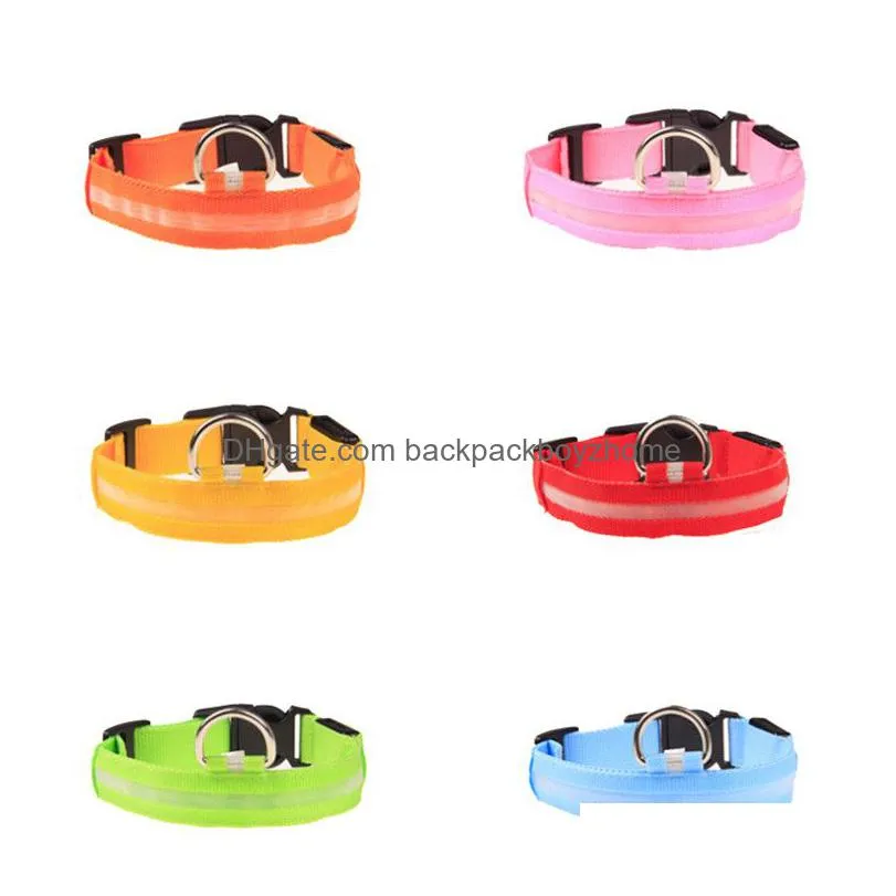 led nylon pet dog collar recharge led light flashing glow in the dark antilost/ car accident avoid collar sxl