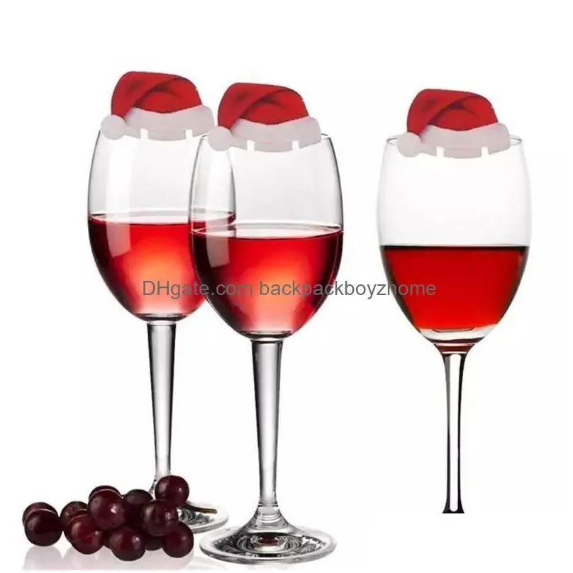 christmas wine cup tag 10pcs/lot champagne wine glass mug marker cartoon design xmas party bottle tag