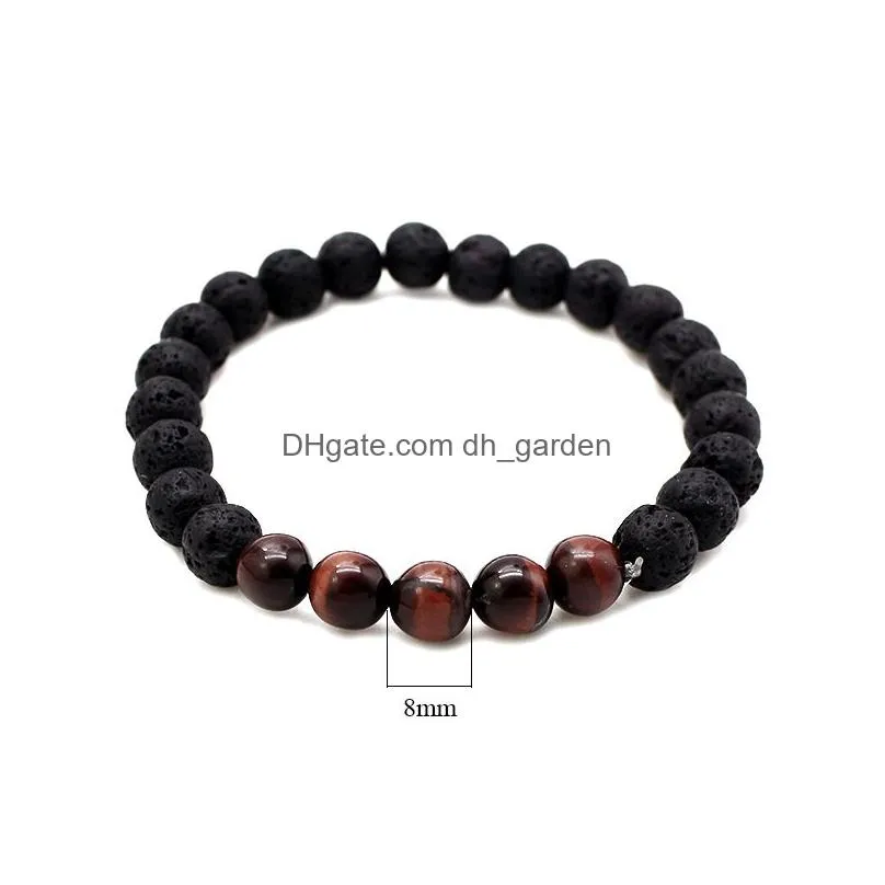 designer jewelry fashion 8mm tiger eye natural stone charms lava stone bracelets chakra balance yoga beads bracelet stretch jewelry