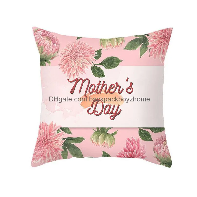 mothers day cushion cover happy mothers day floral printed 18x18 inch peach skin sofa throw pillow case home decor