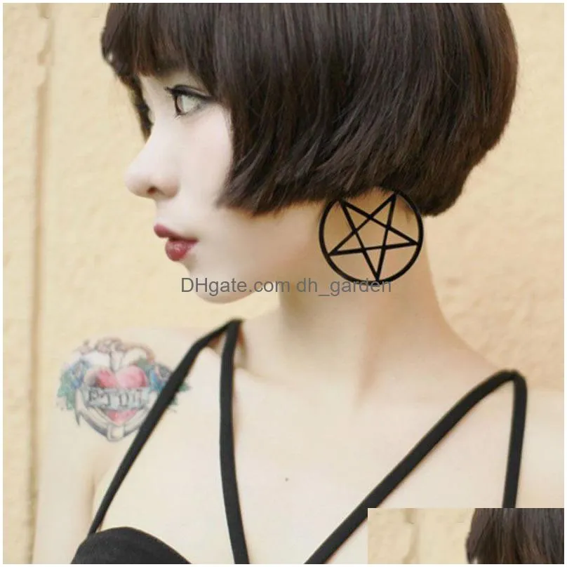 big black pentagram hanging earrings women aros colgantes bijoux classic large earrings jewelry design wholesale