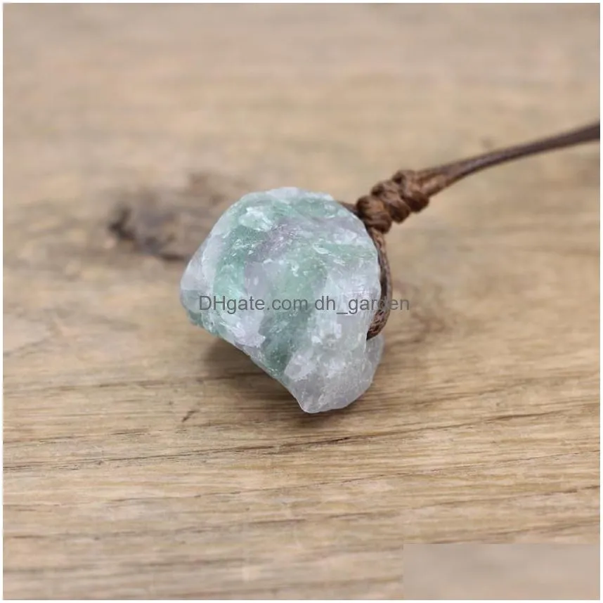 healing raw stone mineral pendants necklace natural crystal fluorite rose quartzs tourmaline agates apatite jewelry