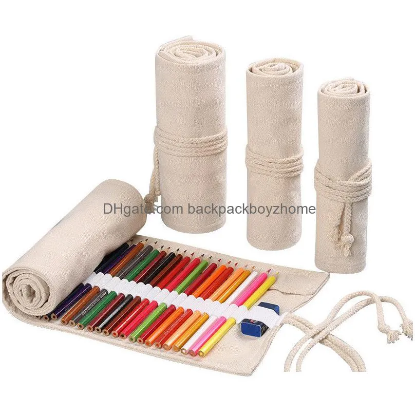 12 roll school pencil bag canvas pen curtain large capacity pencil bag painter student roll pen bag